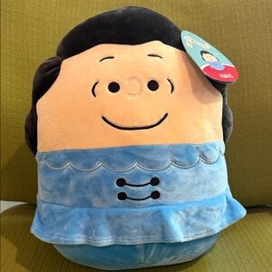 Peanuts Lucy Squishmallows Plush with Black Hair and Blue Outfit